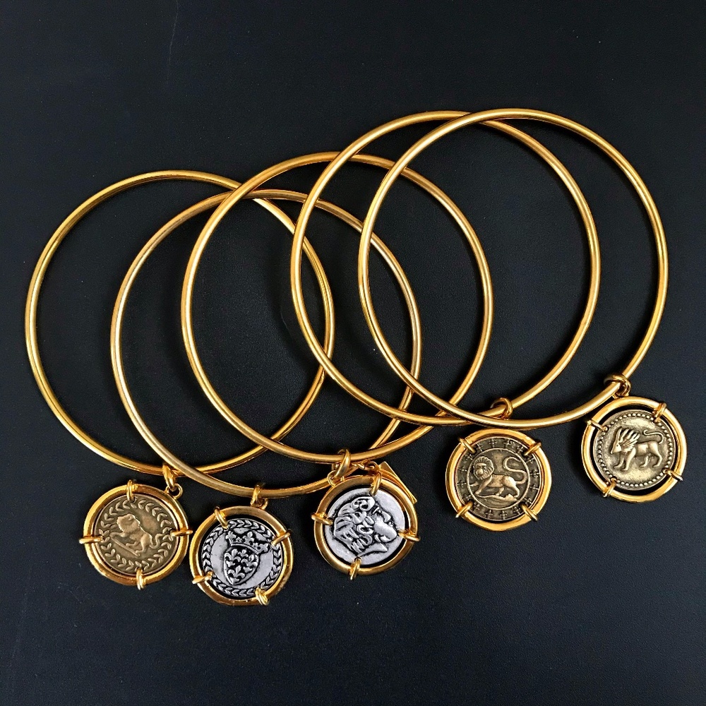 Elizabeth Taylor Coin Charm Bangles (Set of 5)